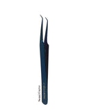 Alluring TITANIUM BLUE Tweezers for Eyelash Extension for Volume Lashes 3D, 5D & 6D lashes Semi Curved Alluring