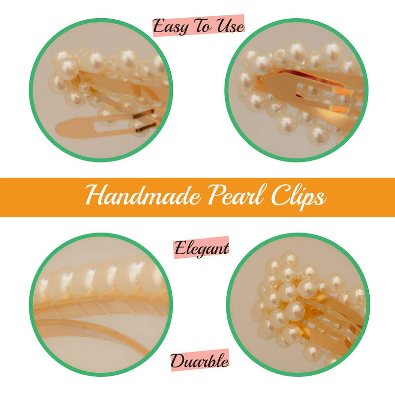 IoYoI 4 Pcs Pearl Hair Clips for Women Girls Fashion Sweet Artificial Pearl Alligator Clips Barrettes Bobby Pins Snap Clips Decorative Hair Accessories for Party Wedding Daily Applies IoYoI