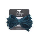 Teal Felt & Wool Strips Hair Bow Clip For Girls Small Motique Accessories