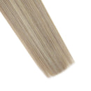 Ugeat Micro Beads Hair Extensions 16inch Hair Extensions Micro Loop 50Gram/Pack Micro Ring Remy Human Hair Extensions Balayage #4 Darkest Brown to #18 Ash Blonde with #22 Medium Blonde