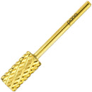 PANA 3/32" Shank Size Professional - Flat Top Large Barrel Gold Carbide 4X Coarse Grit - Nail Drill Bit for Dremel Machine PANA