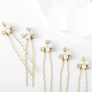 Asooll Bride Wedding Hair Pin Flower Bridal Head Clip Rhinestone Crystal Headpiece for Women and Girls(Pack of 5)(Gold) Asooll