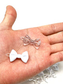 Tara Girls Self Hinge Plastic Bow Hair Barrettes 20 Pieces Selection (Clear White) Tara