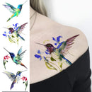 15 Sheets FANRUI 3D Watercolor Hummingbird Temporary Tattoos For Women Girl Small Multicolor Hummer Birds Tattoo Temporary Colorful Flower Fake Face Tatoo Kids Tiny Hands Waterproof Tatto Adult Tato FANRUI