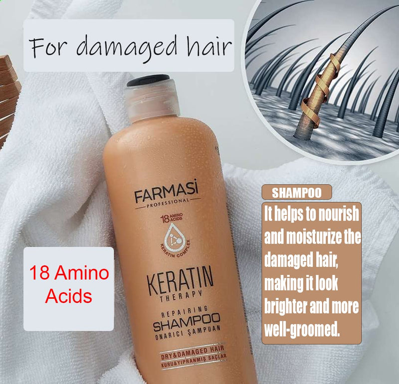 FARMASi Keratin Theraphy Repairing Shampoo for Dry and Damaged Hair 360 ml, 12.2 fl.oz Infinity Warehouse