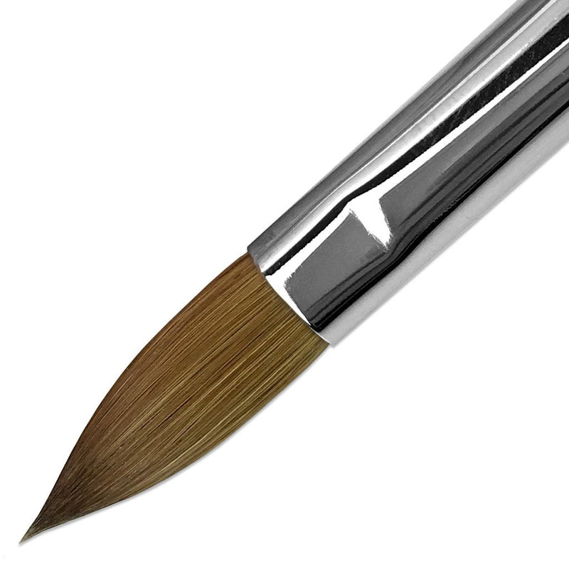 PANA USA Pure Kolinsky Hair Acrylic Nail Brush - Oval Crimped Teal Wood Handle (Size 10) PANA