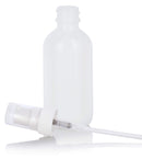 2 oz Opal White Glass Boston Round White Treatment Pump Bottle (12 pack) + Funnel JUVITUS Store