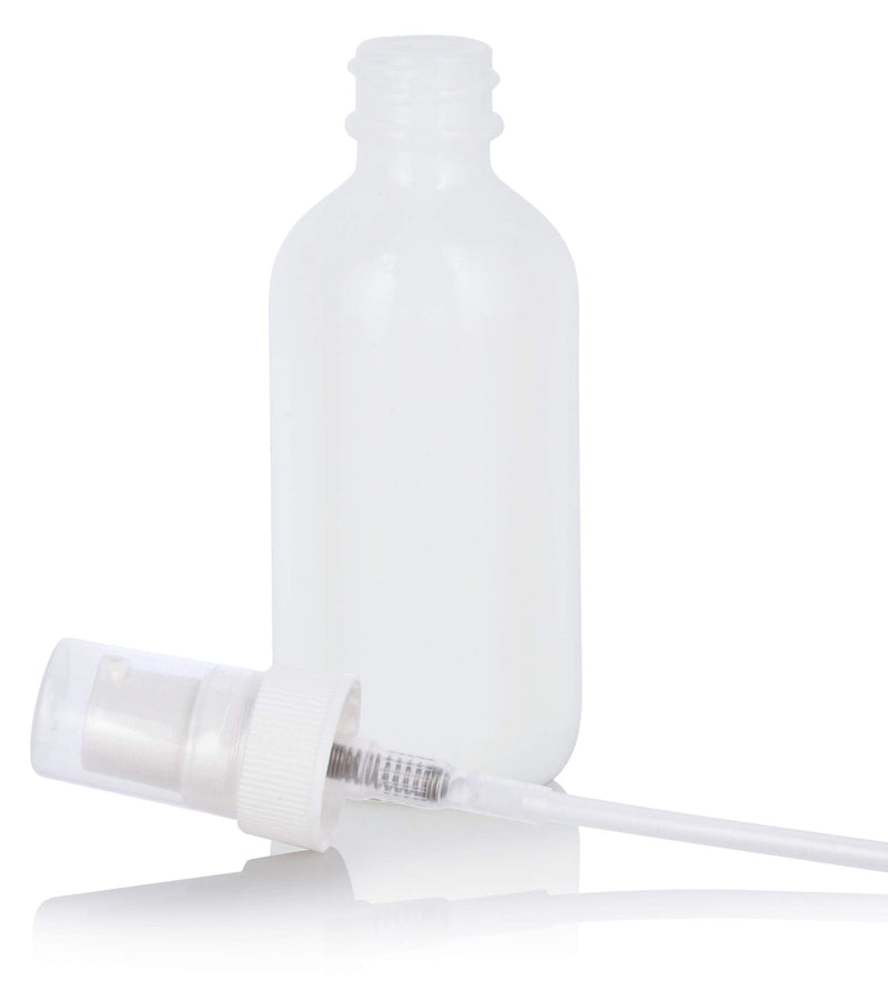 2 oz Opal White Glass Boston Round White Treatment Pump Bottle (12 pack) + Funnel JUVITUS Store