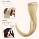 Hairro 100% Human Hair Clip in Extensions Thin 8 Inch Short Straight Bleach Blonde Human Hair Clip on Hairpieces 45g Machine Weft 8pcs 18 Clips for Women