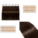 20 PCS 100% Remy Tape In Human Hair Extensions Real Human Hair Natural Double Side Tape Skin Weft Invisible Hair Hightlight Balayage Silk Straight For Women (16'',50g/20pcs,