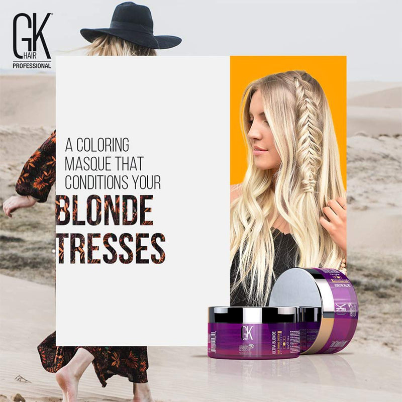 Global Keratin Ultra Blonde Bombshell Masque (200g/7.5oz ) Semi-Permanent Long Lasting Hair Toning Color Pigments Moisturizing Styling and Coloring Mask for All Hair Types Unisex - By GKhair GKhair Store