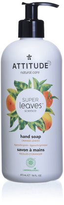ATTITUDE Super Leaves, Hypoallergenic Hand Soap, Orange Leaves, 16 Fluid Ounce ATTITUDE