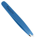 Tweezty Slanted Tweezers - Stainless Steel Tweezers Best Precision Blue Tweezers for Eyebrows TWEEZTY