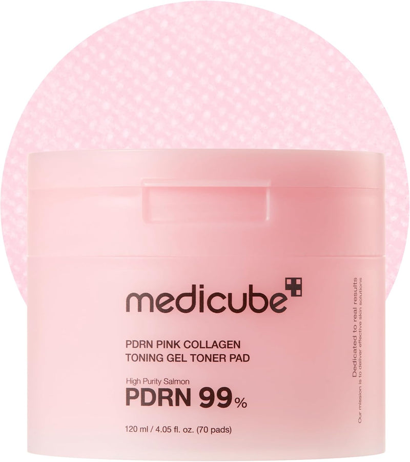 medicube Salmon DNA PDRN Pink Collagen Jelly Pad | Korean Gel Toner Pads with Niacinamide, Madecassoside, Retinol | Soothing, Radiance & Uneven Skin Tone | Korean Skin Care | 70Pads Infinity Warehouse