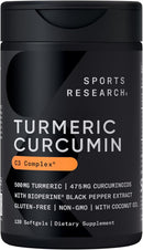 Sports Research Turmeric Curcumin C3 Complex - Softgels with Bioperine Black Pepper Extract & Organic Coconut Oil, Standardized 95% Curcuminoids - Non-GMO Verified & Gluten Free - 500mg, 120 Count Infinity Warehouse