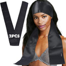 Bevisun Edge Wrap for Black Hair 2 Pcs Satin Edge Laying Scarf for Lace Frontal Wigs, Soft Women's Satin Headband for Makeup, Facial,Sport,Yoga Black (2pcs) Bevisun
