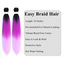 Braiding Hair Pre Stretched Braids Ombre Purple Braiding Hair 8 pack Synthetic Hair for Braids Crochet Braids 24 inches Hot Water Setting 8 Pack JulyQueen Store