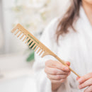 GranNaturals Wide Tooth Wooden Rat Tail Comb - Hair Tool for Teasing Strands & Post Styling - Peach Rattail Wood Pick Handle for Sectioning & Parting - Perfect for Professional & Personal Use GranNaturals