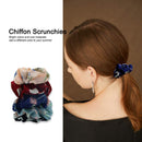 30 Pcs Chiffon Flower Hair Scrunchies and 50Pcs Black Elastic Hair Bands Soft Cotton Scrunchies Design Printed Flower Hair Ties for Women or Girls Hair Accessories with Gift Bag Yanwenx