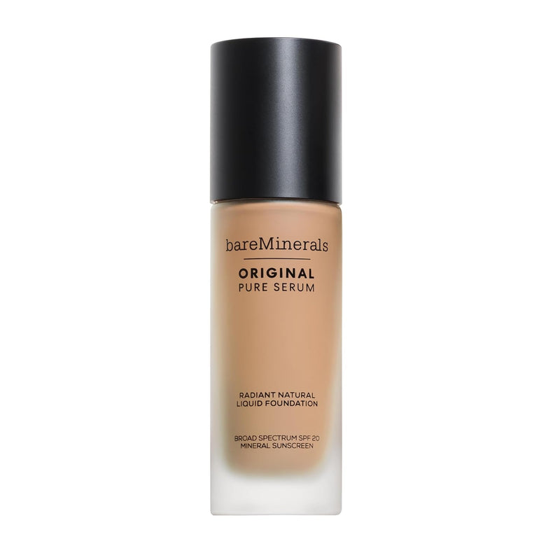 bareMinerals Original Pure Serum Radiant Natural Liquid Foundation Mineral SPF 20, Hydrating Skin Tint, Dewy Finish, Lightweight, Medium Coverage, Non-Comedogenic, Vegan - Infinity Warehouse