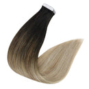 Fshine Tape in Hair Extensions Human Hair 22 Inch Tape in Balayage Hair Extensions Off Black 1B Fading to 8 And 22 Blonde Extensions 20 Pcs Invisible Tape in Hair Extensions 50 Gram Fshine Store