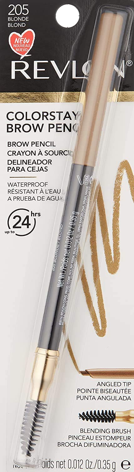 Revlon ColorStay Eyebrow Pencil with Spoolie Brush, Waterproof, Longwearing, Angled Tip Applicator for Perfect Brows, Blonde (205) REVLON
