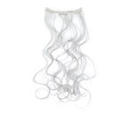 SWACC 7 Pcs Full Head Party Highlights Clip on in Hair Extensions Colored Hair Streak Synthetic Hairpieces (20-Inch Curly, Silver) SWACC Store