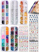 Spearlcable Nail Art Decoration Kit,50 Sheets Nail Stickers Crystal Rhinestones Set Holographic Butterfly Glitter Nail Foil Nail Tape Strips Iridescent Nail Sequins Flake for Acrylic Nail Art Spearlcable