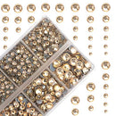 4000Pcs Mixed Size Hot Fix Round Crystals Gems Glass Stones Hotfix Flat Back Rhinestones (Light Champagne) MASSIVE BEADS