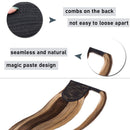 22 Inches 100% Human Hair Ponytail Extensions Wrap Around Human Hair Ponytail With Comb Clip in One Piece Pony Tail Hairpiece Long Straight Silky For Women