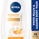 NIVEA Refreshing White Peach and Body Wash with Nourishing Serum Bottle, jasmine, 20 Fl Oz NIVEA