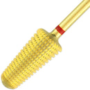 Upgraded PANA Volcano Nail Carbide Bit - Two Way Rotate use for Both Left and Right Handed use - Fastest remove Acrylic or Gel – For Manicure Drill Machine - 3/32" (Fine - F, GOLD) PANA