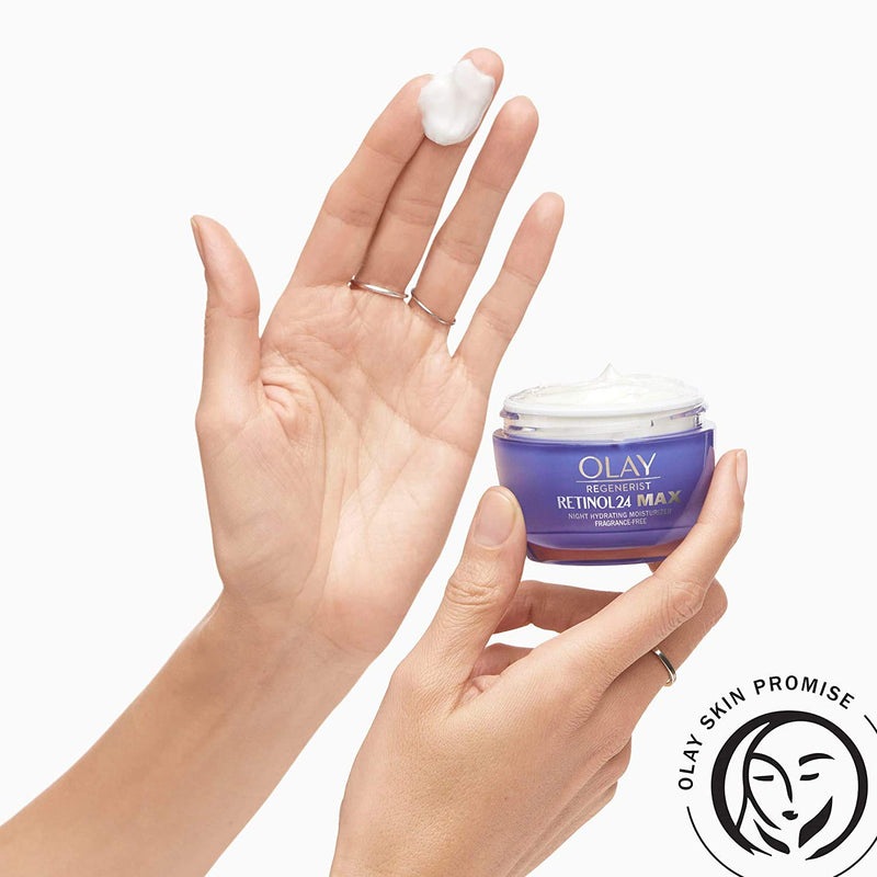 Olay Regenerist Retinol 24 Max Moisturizer, Retinol 24 Max Night Face Cream, Fragrance Free, 1.7 Oz + Whip Face Moisturizer Travel/Trial Size Gift Set Olay