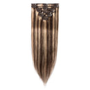 8 Inch Clip in Hair Extensions 100% Human Hair 45g Thin 8 Pcs Clip on Remy Human Hairpieces Highlight Standard Weft Soft Straight Hair for Women Beauty Day Bayalage