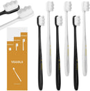 Adult Extra Soft Toothbrush with 20000 Soft Bristles, (Pack of 6) Micro Nano Manual Toothbrushes for Protect Sensitive Gums, Black/White VEGOLS