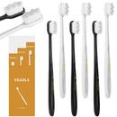 Adult Extra Soft Toothbrush with 20000 Soft Bristles, (Pack of 6) Micro Nano Manual Toothbrushes for Protect Sensitive Gums, Black/White VEGOLS