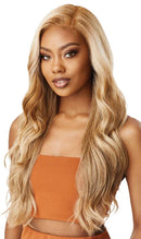 Outre LACEFRONT COLORBOMB Salon-Designed Blonde Shades Pre-Plucked Soft Swiss Lace Natural Baby Haur Heat Resisitant Synthetic - KIMANI (3DRFF IVORY BLONDE) Outre