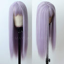 Maycaur Purple Color Synthetic Hair Wigs with Full Bangs Long Straight Women's Wig Heat Resistant Synthetic No Lace Wigs for Fashion Women 22 Inch Maycaur Store