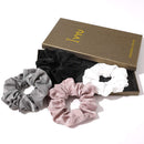 Silk Satin Scrunchies Women Hair Ties - Ivyu Big Scrunchy Ponytail Holder No Crease Hair Bands Soft Elastic No Hurt Your Hair for Vsco Girl Women White Black Gray Pink Ivyu Store