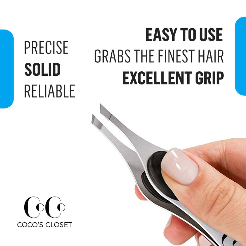 Cocos Eyebrow Tweezers for Women and Men | Tweezers Precision | Slanted Tweezers for Ingrown Hair and Splinters | Professional Facial Tweezers for Eyebrows and Hair Removal, 1 pack Coco's Closet