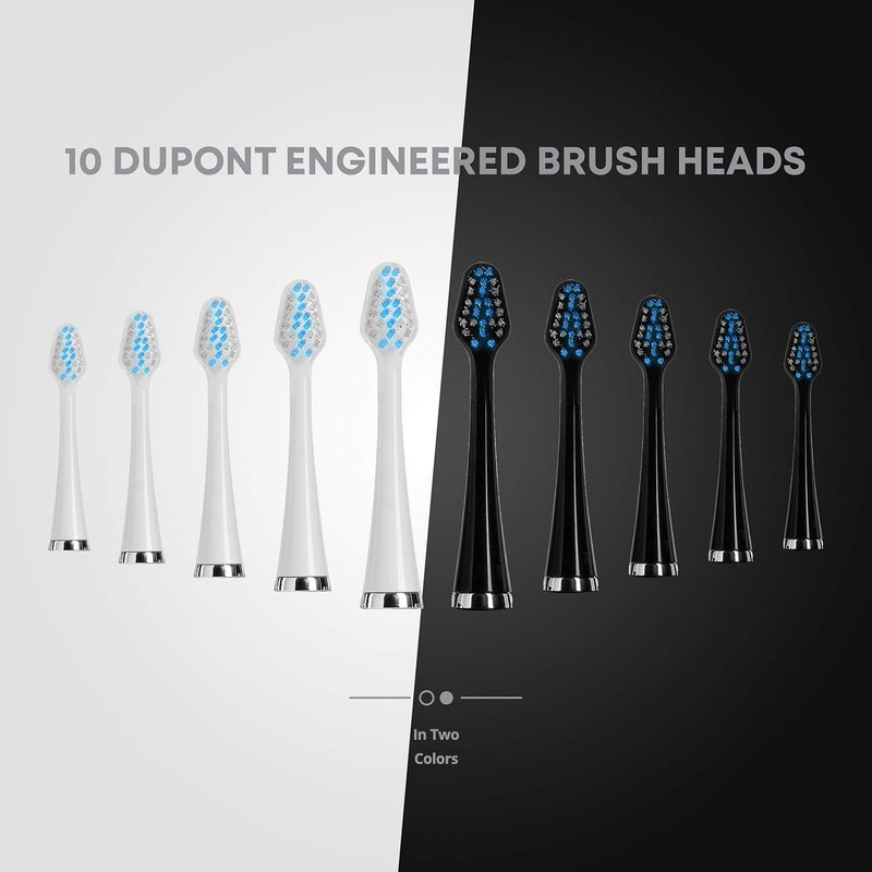 AquaSonic Duo Dual Handle Ultra Whitening 40,000 VPM Wireless Charging Electric ToothBrushes - 3 Modes with Smart Timers - 10 Dupont Brush Heads & 2 Travel Cases Included Aquasonic