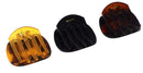 Parcelona French Onde Tortoise Shell Black and Savana Small 2” Celluloid Set of 3 Round Side Slide In Secure Grip Hair Claw for Women and Girls Parcelona