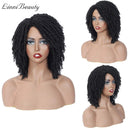 8" Synthetic Dreadlock Twist Wigs for Black Women Braided Faux Locs Crochet Hair Wigs with Curly Ends Heat Resistant Afro Short Curly Daily Wigs 1B Color DAIXI