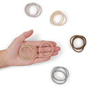 Heliums Sandy Blonde Skinny Seamless 6mm Medium Hold Soft Nylon Fabric Rolled Ponytail Holders - 18 Hair Ties Heliums