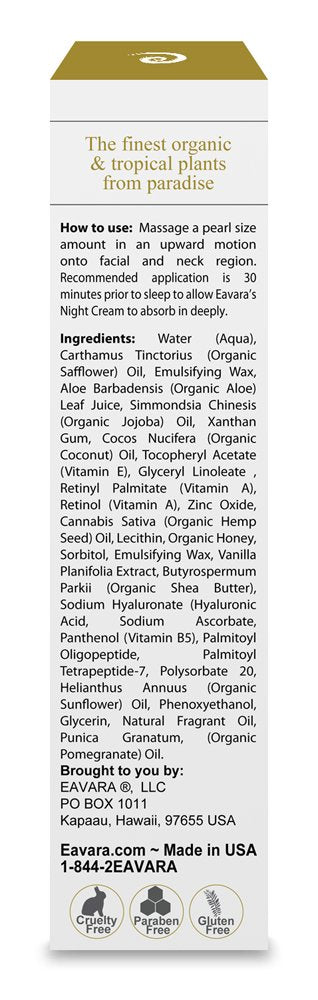 Organic Retinol Night Cream - Anti Aging Face Cream - Natural Anti Wrinkle Skin Care with Shea Butter, Aloe Vera, Honey, Jojoba Oil and Hyaluronic Acid Eavara Store