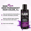 RAW Plum Demi-Permanent Hair Color, Vegan, Free from Ammonia, Paraben & PPD, lasts over 45 washes, 4oz (Plum) Ardell Store