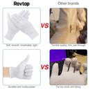 Rovtop White Gloves - 20Pcs/10Pairs White Gloves, Gloves Comfortable and Large for Silver Coin Jewelry Inspection, Cosmetic Moisturizing Eczema Hand Spa Rovtop