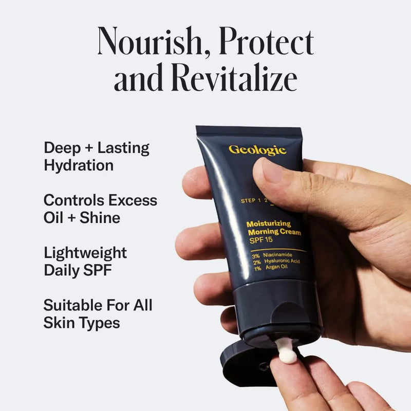 Geologie Complete Skincare Set for Men & Women | 3-Month Simple & Effective Daily Clear Skin Routine | Acne, Oily Skin, Dark Spots | Face Wash 2-Pack, Retinol Face Cream, SPF15 Moisturizer & Eye Cream Infinity Warehouse