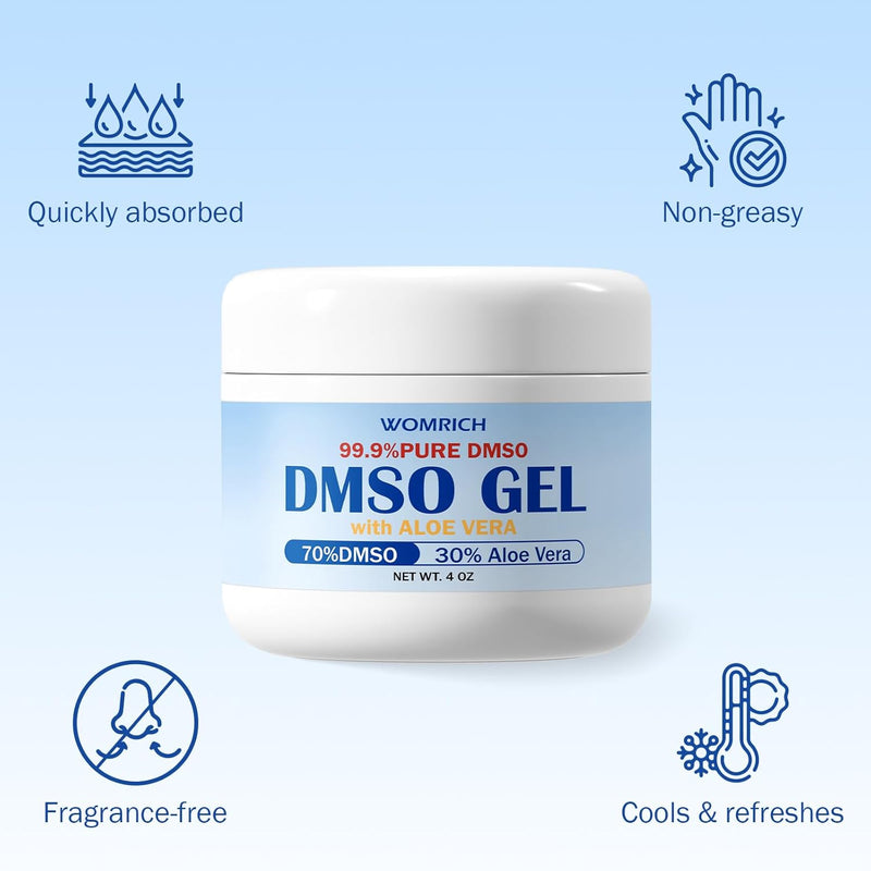 DMSO Gel with Aloe Vera - DMSO Pharmaceutical Grade - Dimethyl Sulfoxide Cream 4 Oz - DMSO for Pain - High Purity & Low Odor Infinity Warehouse