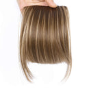 LEEONS Bangs Clip in Synthetic Hair Extensions Front Neat Bang Fringe One Piece 6" Short Straight Hairpiece for Women Light Brown(12H22